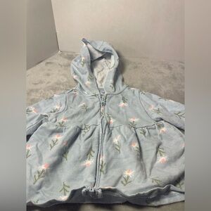 CARTER'S JUST ONE YOU LT BLUE FLORAL HOODED SWEAT JACKET SIZE  12 MONTHS